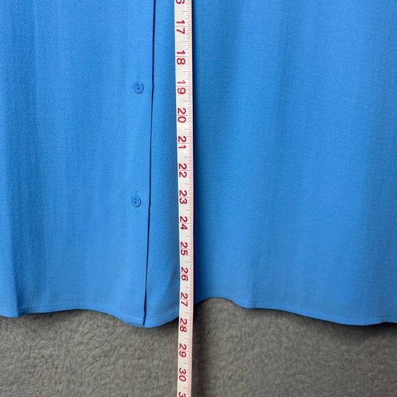 Eileen Fisher Silk Blouse Georgette Crepe Light Blue Size XL NWT Quiet Luxury - Picture 5 of 9